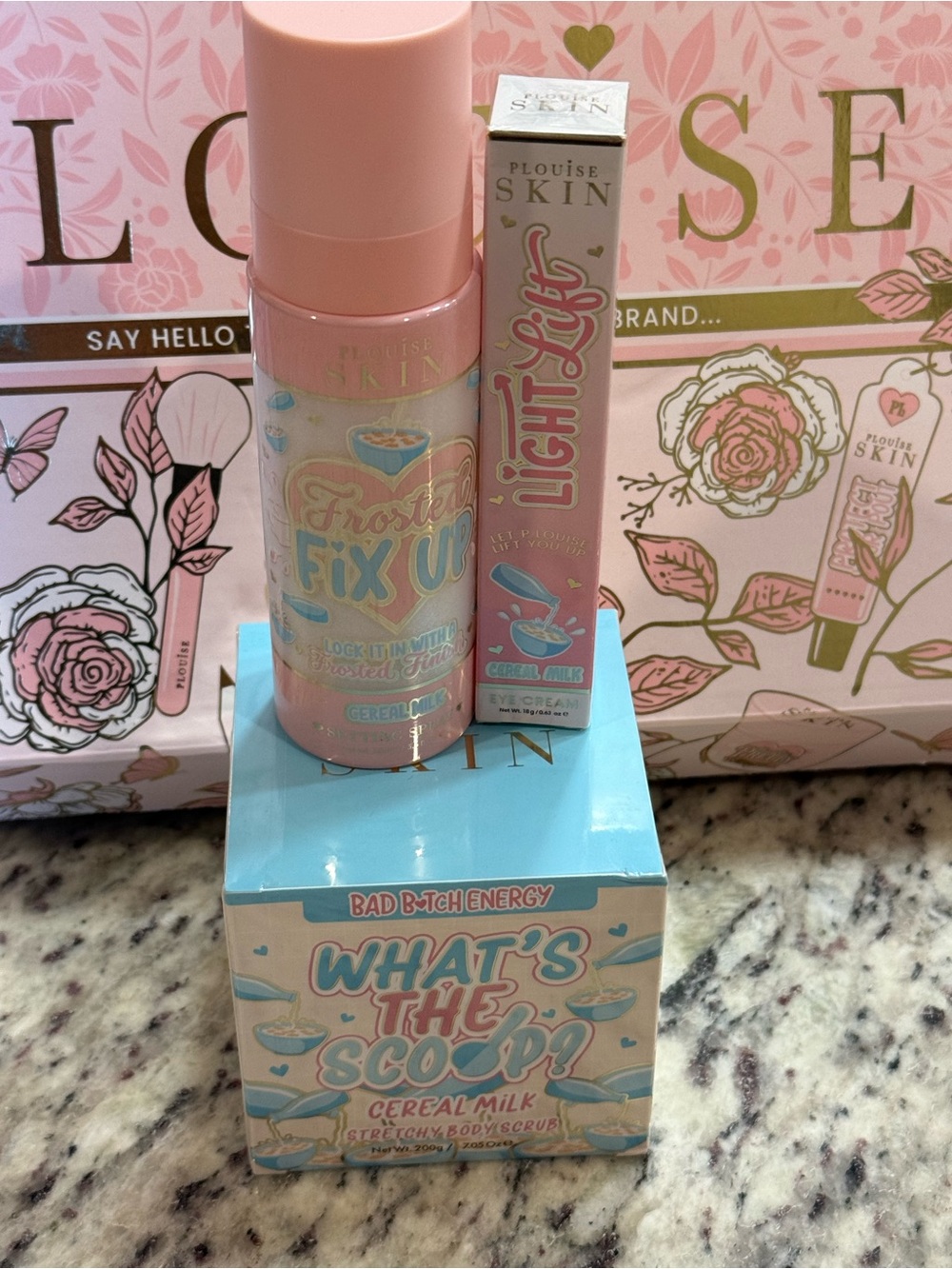 P. Louise.   Cereal and Milk Bundle.  NEW UNUSED.  3 items.